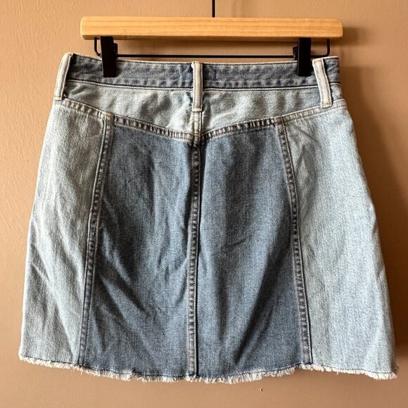 Women's 27 Madewell X ISKO Patchwork Jean Skirt Raw Edge 70's Style - Picture 3 of 8